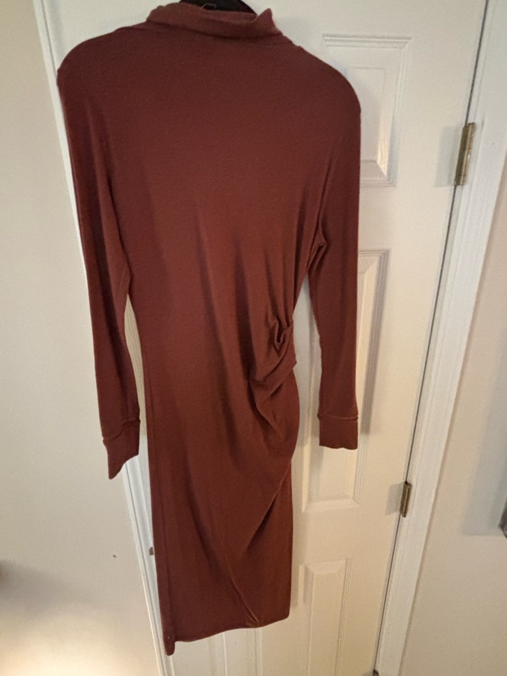 Athleta Rust Brown Long Sleeve Turtleneck Midi Dress - Picture 3 of 5